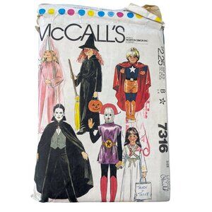 80s McCalls 7316 Childrens Costume Pattern Size Large Wizard Witch Dracula CUT